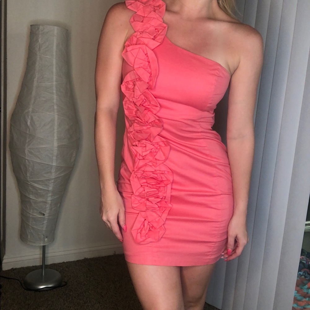 Peach One Shoulder Dress